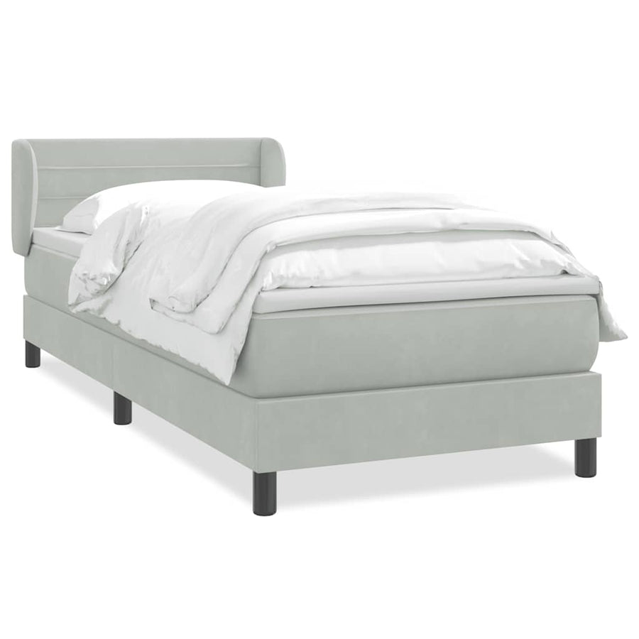 Boxspring met matras fluweel lichtgrijs 90x220 cm