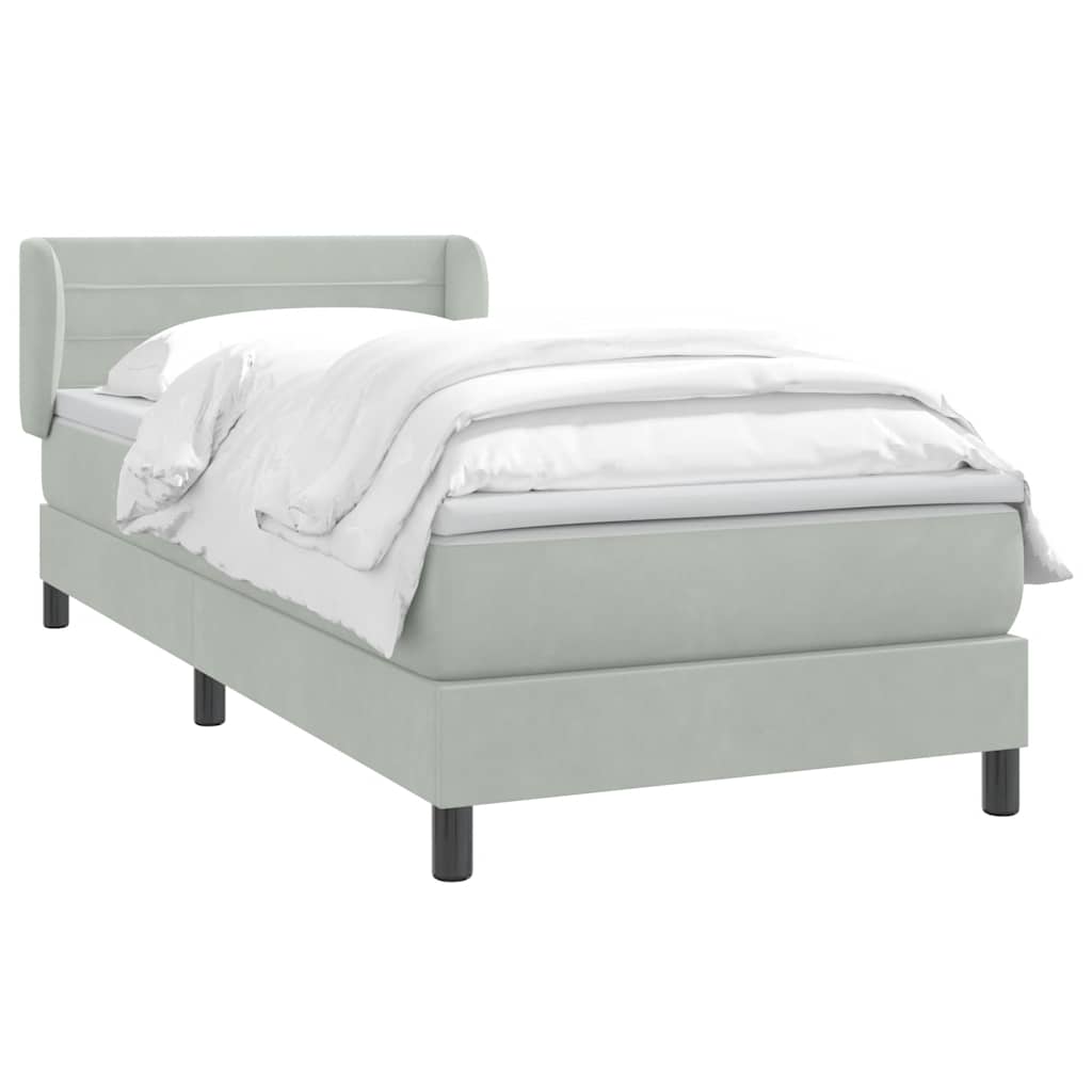 Boxspring met matras fluweel lichtgrijs 90x220 cm