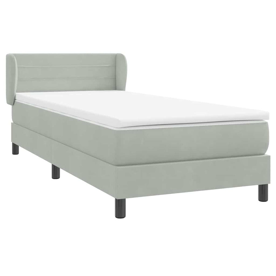 Boxspring met matras fluweel lichtgrijs 90x220 cm