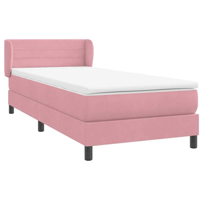 Boxspring met matras fluweel roze 90x220 cm