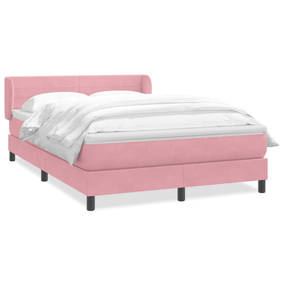 Boxspring met matras fluweel roze 140x220 cm