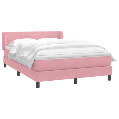 Boxspring met matras fluweel roze 140x220 cm