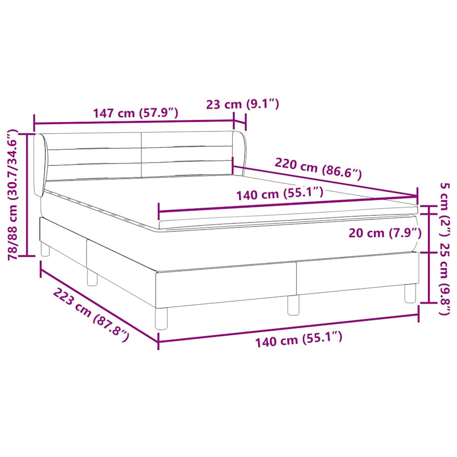 Boxspring met matras fluweel roze 140x220 cm