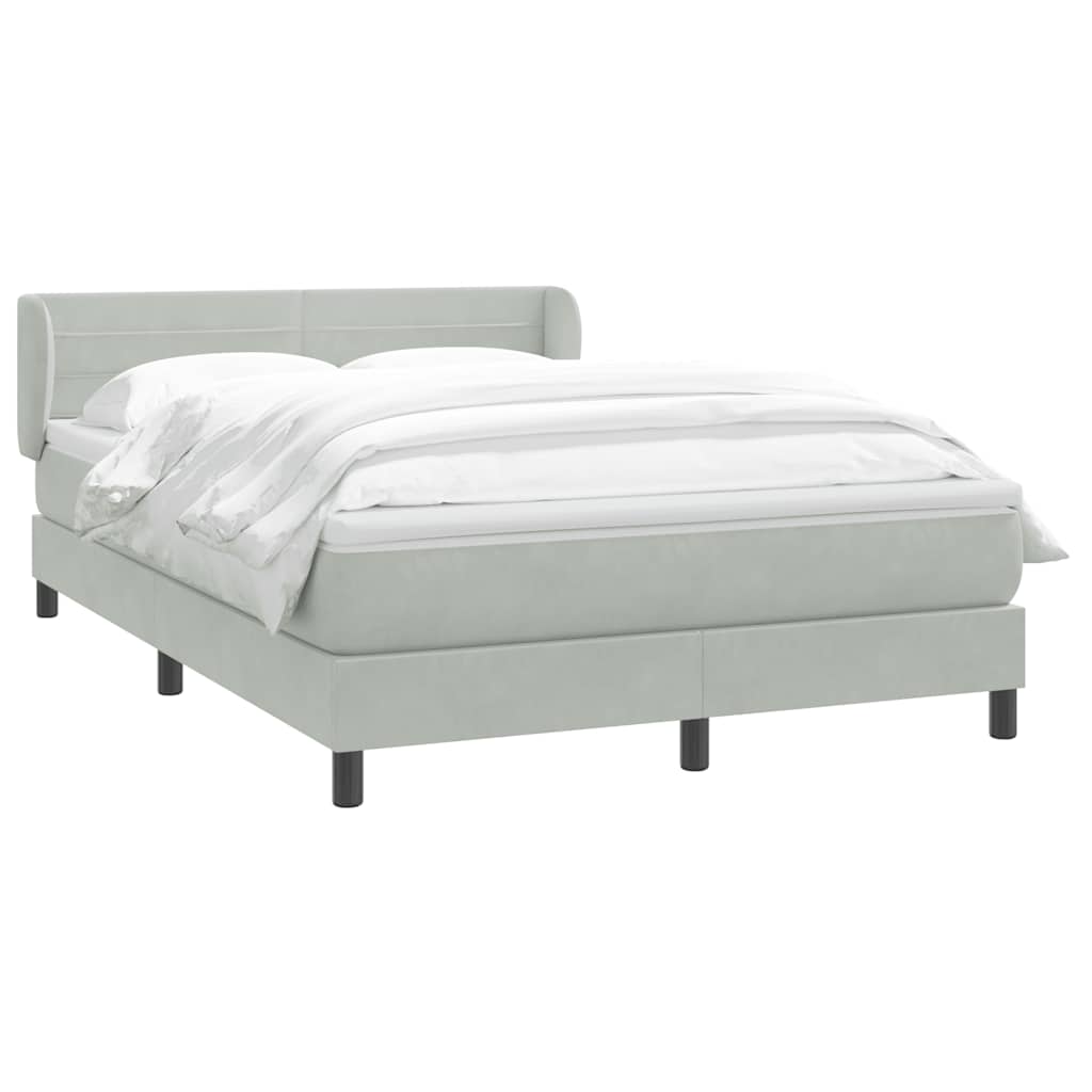 Boxspring met matras fluweel lichtgrijs 160x220 cm