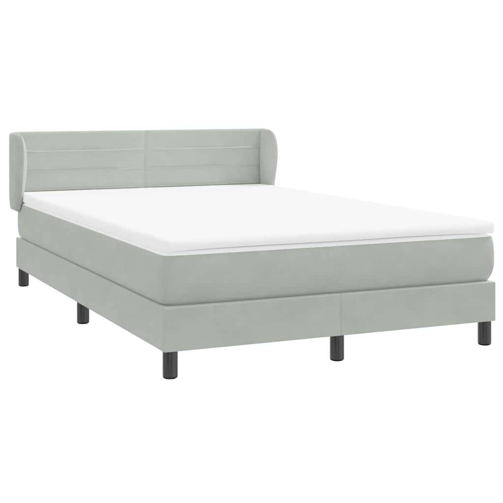 Boxspring met matras fluweel lichtgrijs 160x220 cm