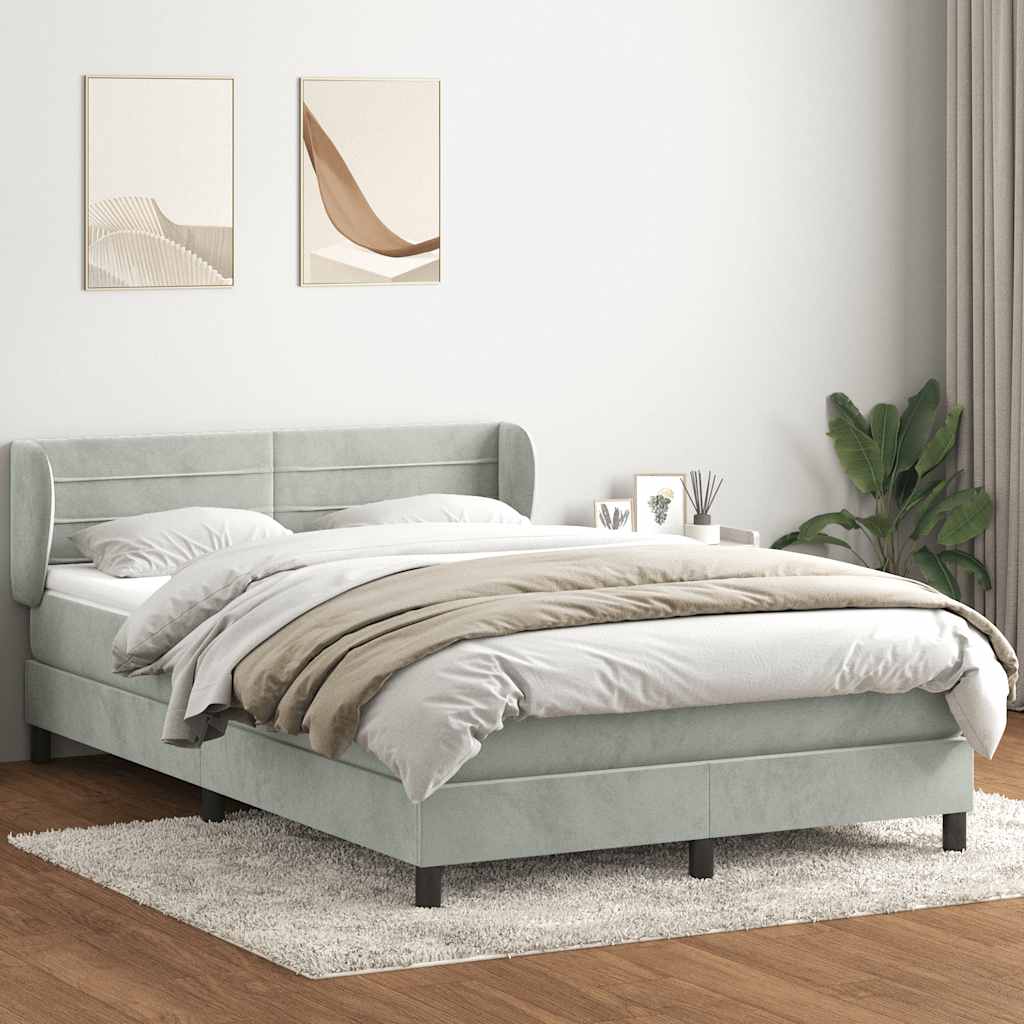 Boxspring met matras fluweel lichtgrijs 160x220 cm