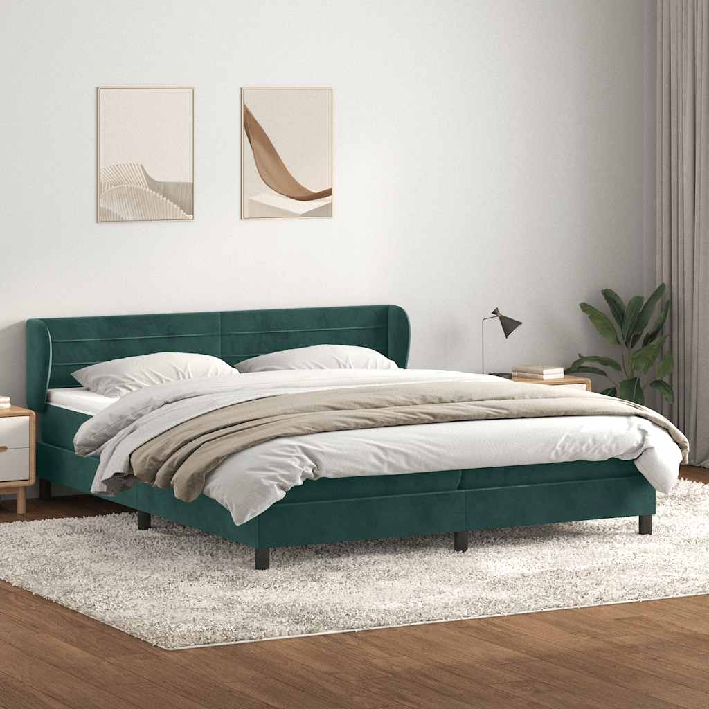 Boxspringbed Met Matrassen Fluweel 180 x 220 cm Donkergroen
