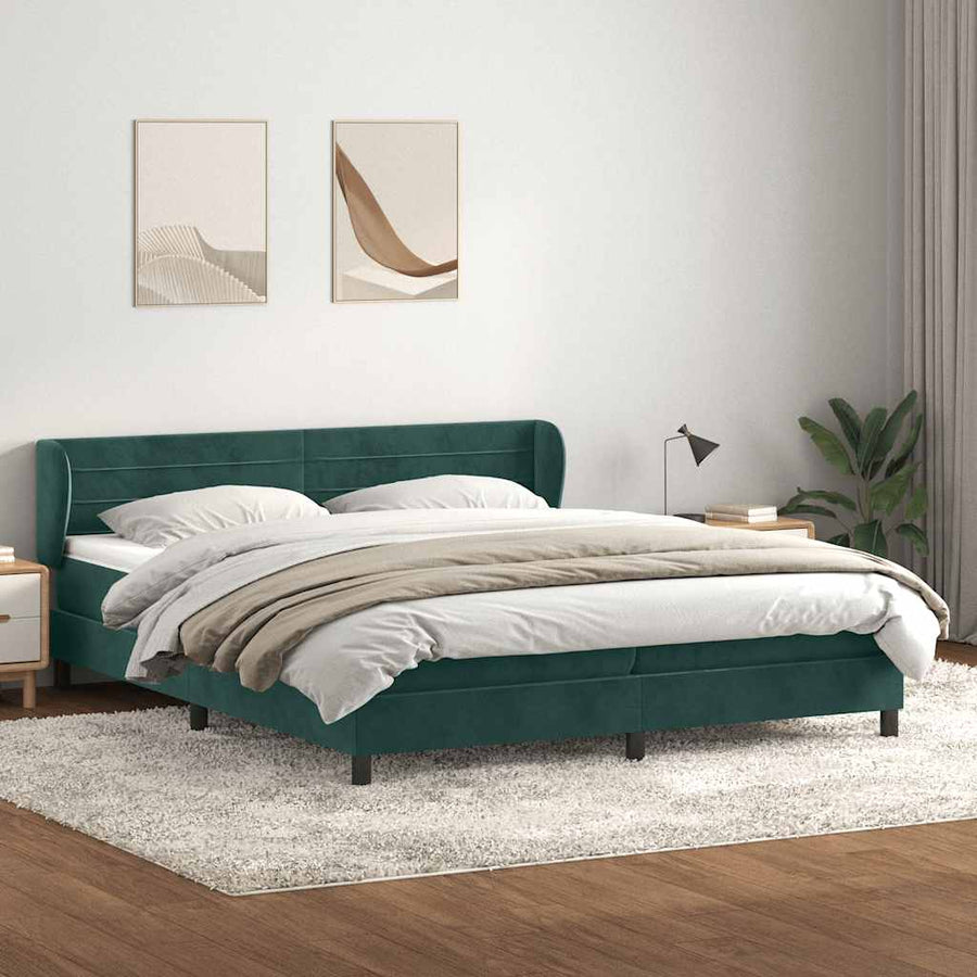 Boxspringbed Met Matrassen Fluweel 180 x 220 cm Donkergroen