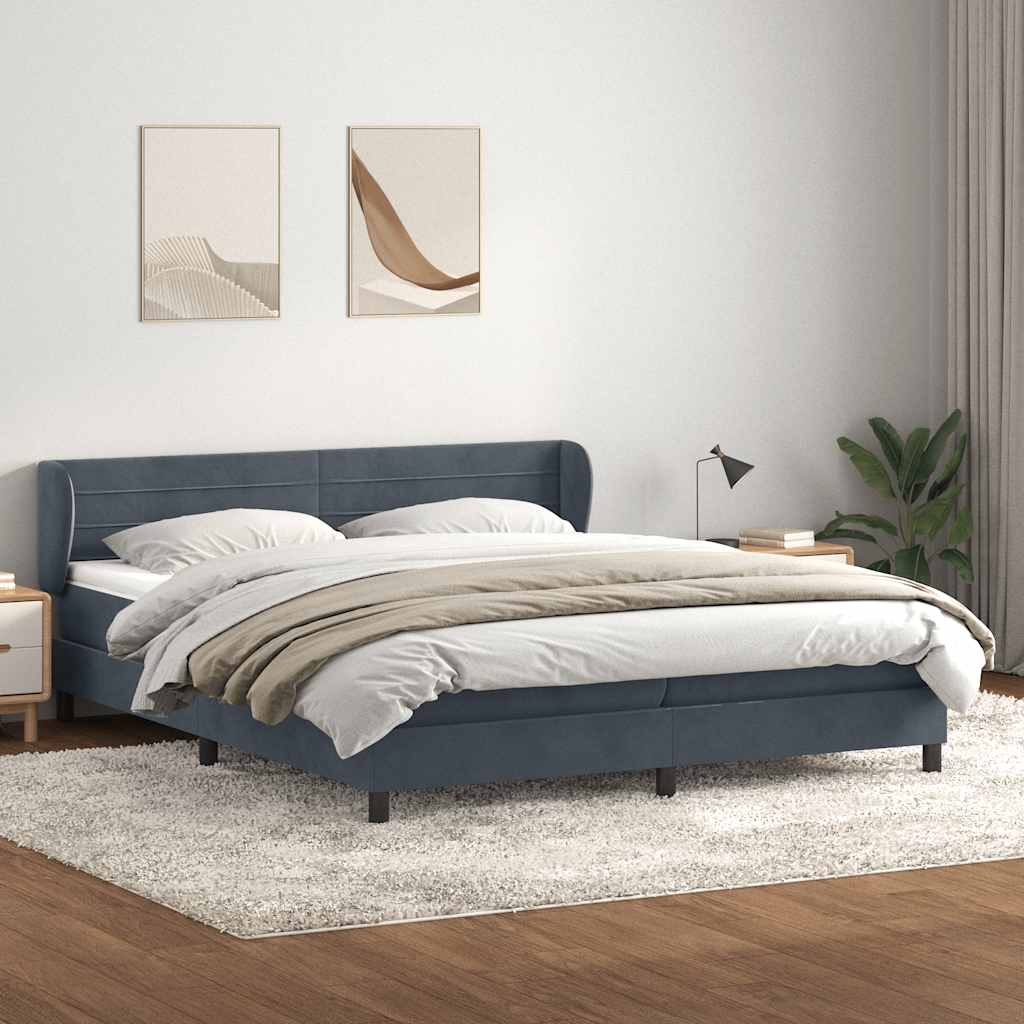 Bed boxspring met matrassen 200x220 cm fluweel donkergrijs