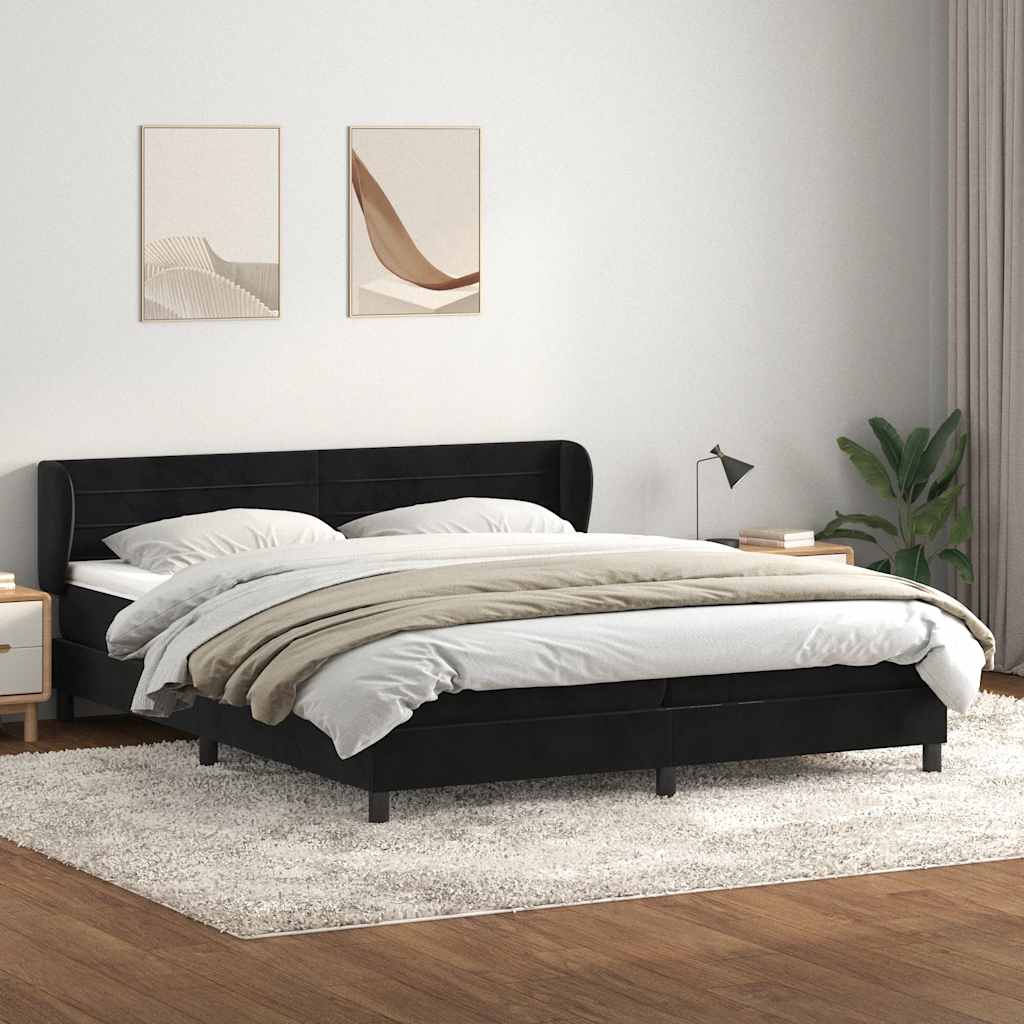 Boxspringbed met matrassen 200x220 cm fluweel zwart
