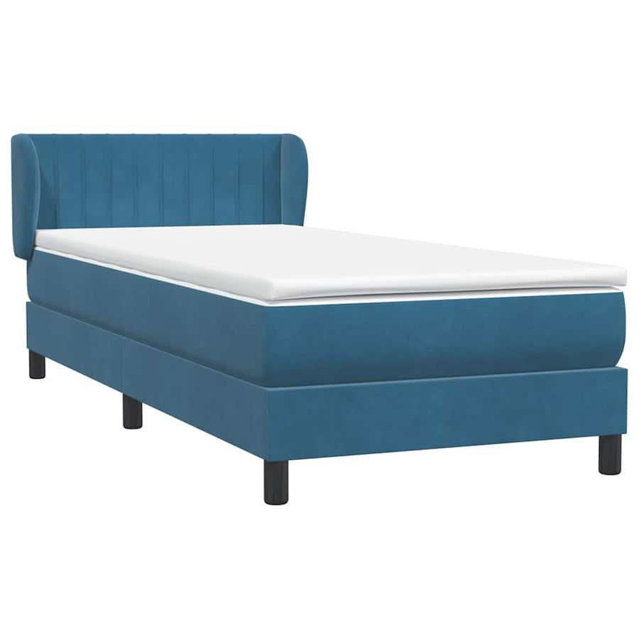 Boxspring met matras fluweel donkerblauw 80x210 cm