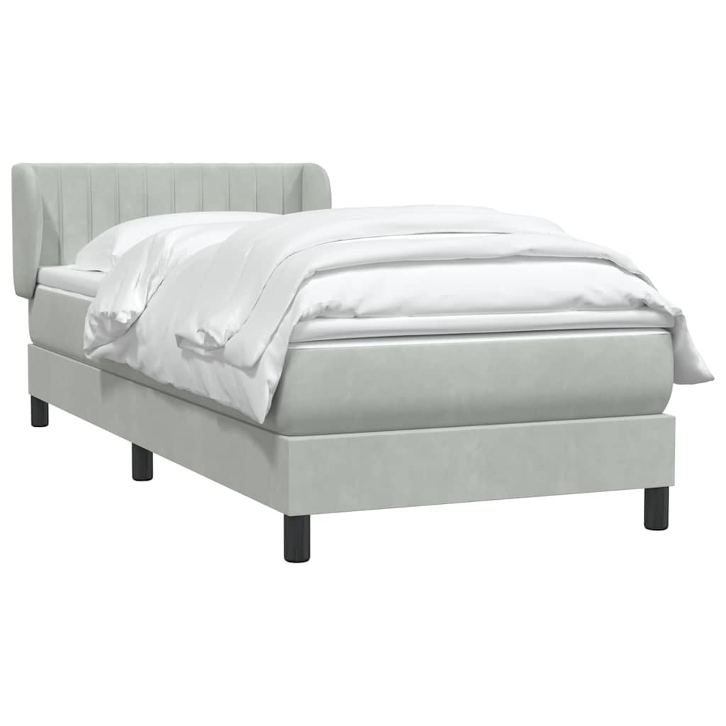 Boxspring met matras fluweel lichtgrijs 90x210 cm