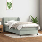 Boxspring met matras 90x210 cm lichtgrijs fluweel