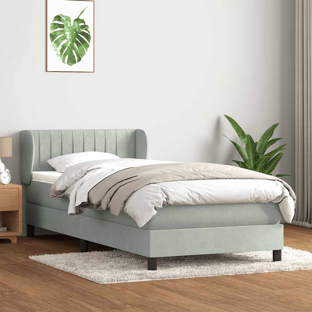 Boxspring met matras fluweel lichtgrijs 90x210 cm