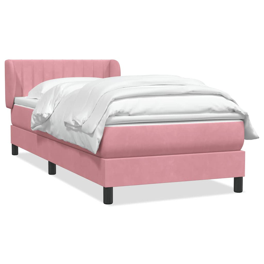 Boxspring met matras fluweel roze 90x210 cm