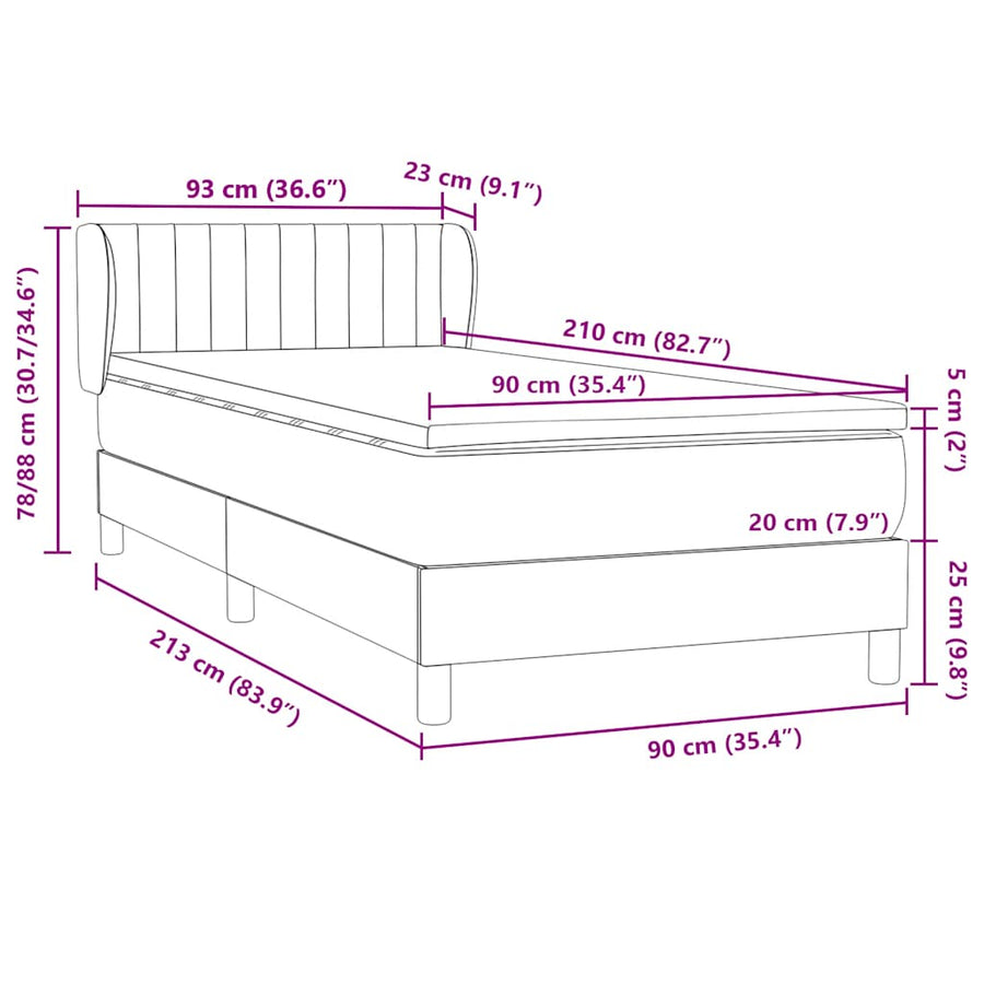 Boxspring met matras fluweel roze 90x210 cm