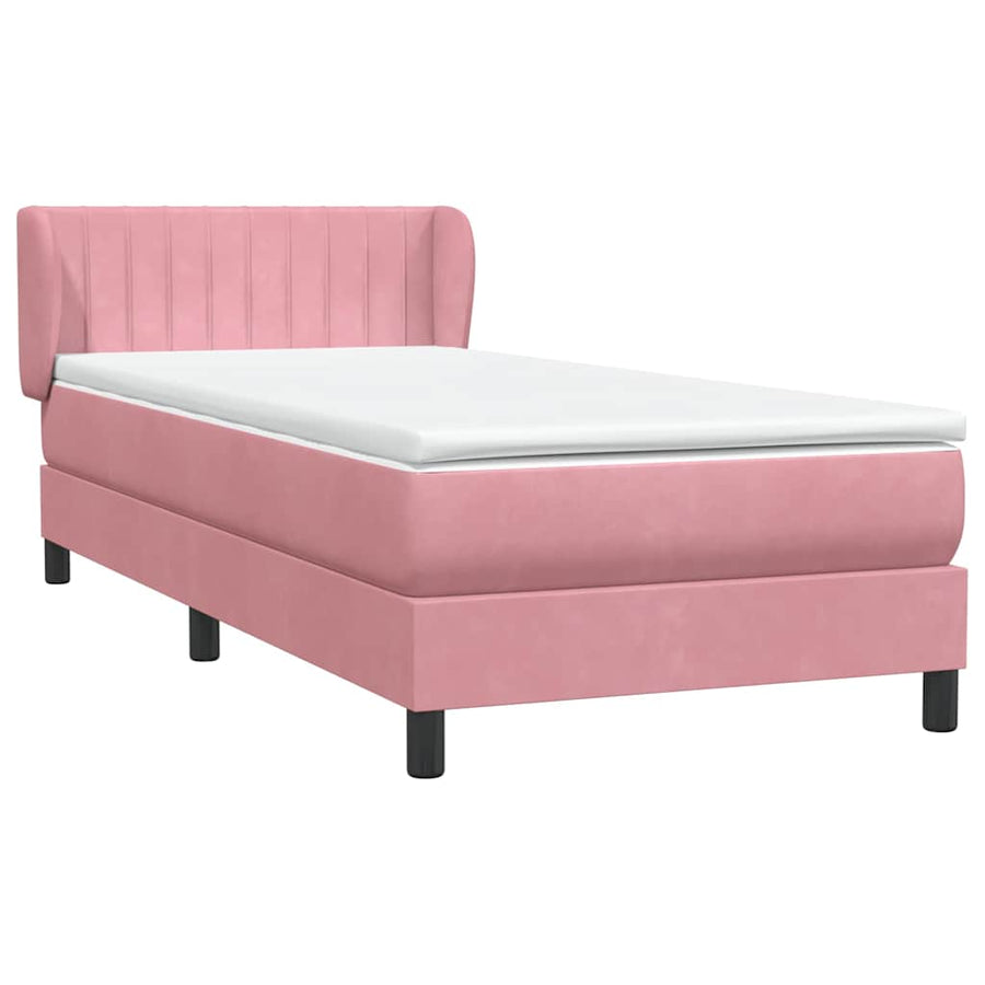 Boxspring met matras fluweel roze 90x210 cm