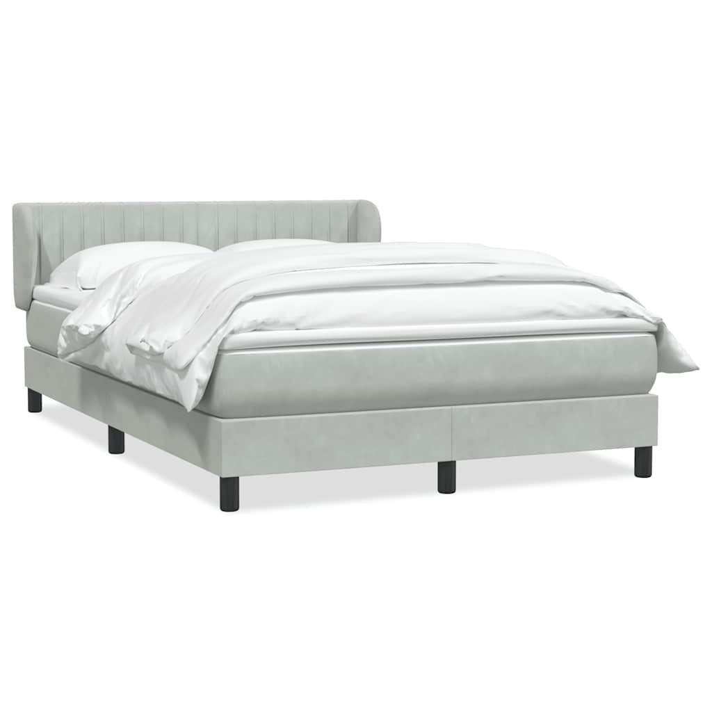 Boxspring met matras fluweel lichtgrijs 140x210 cm