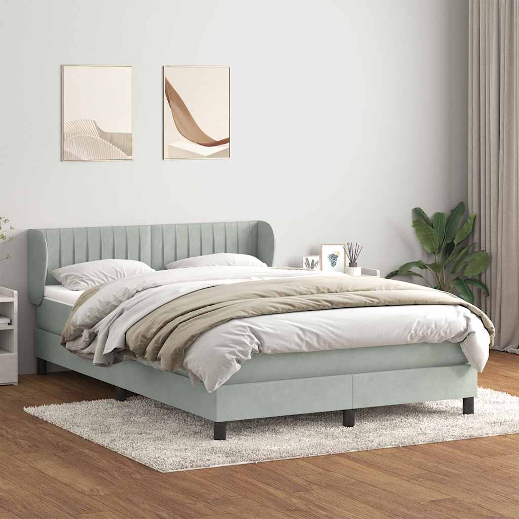 Boxspring met matras fluweel lichtgrijs 140x210 cm