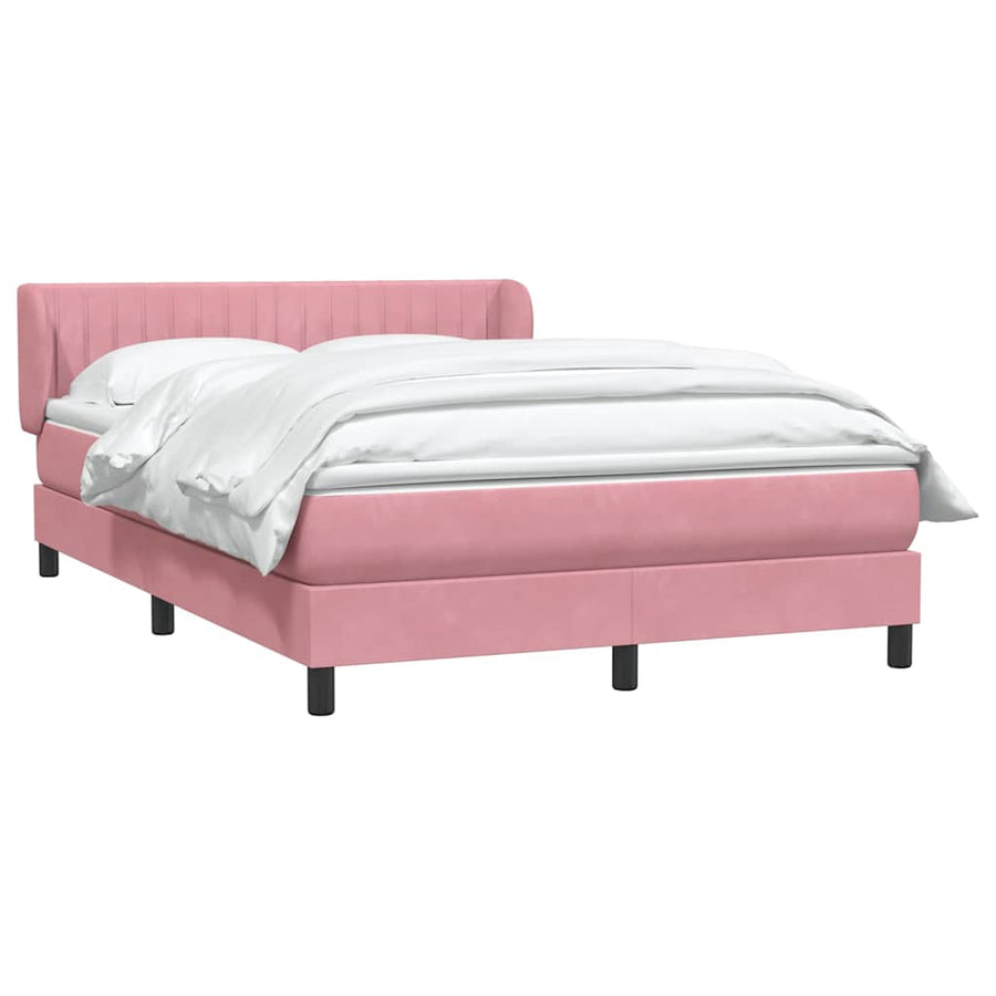 Boxspring met matras fluweel roze 140x210 cm