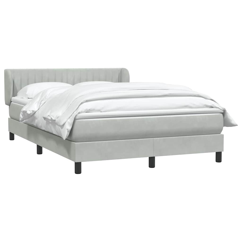Boxspring met matras fluweel lichtgrijs 160x210 cm