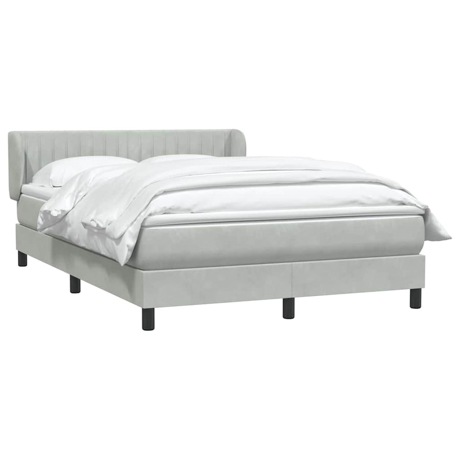 Boxspring met matras fluweel lichtgrijs 160x210 cm