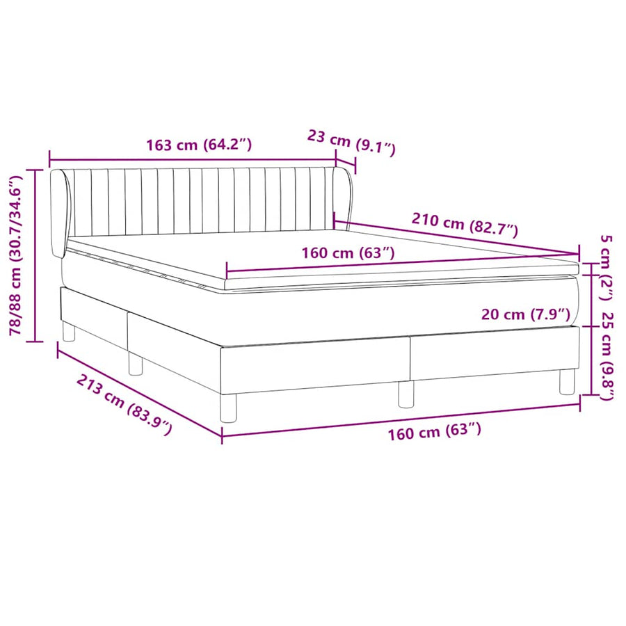 Boxspring met matras fluweel donkergrijs 160x210 cm