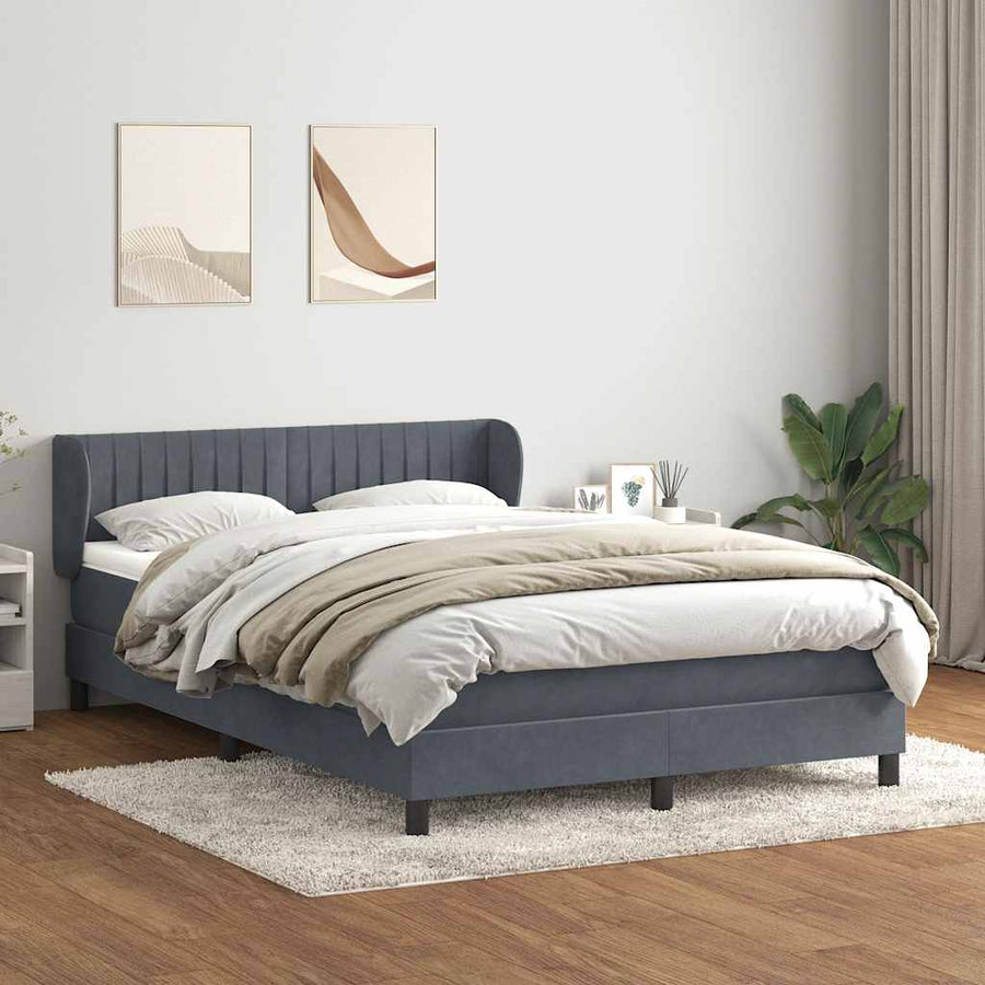 Boxspring met matras fluweel donkergrijs 160x210 cm