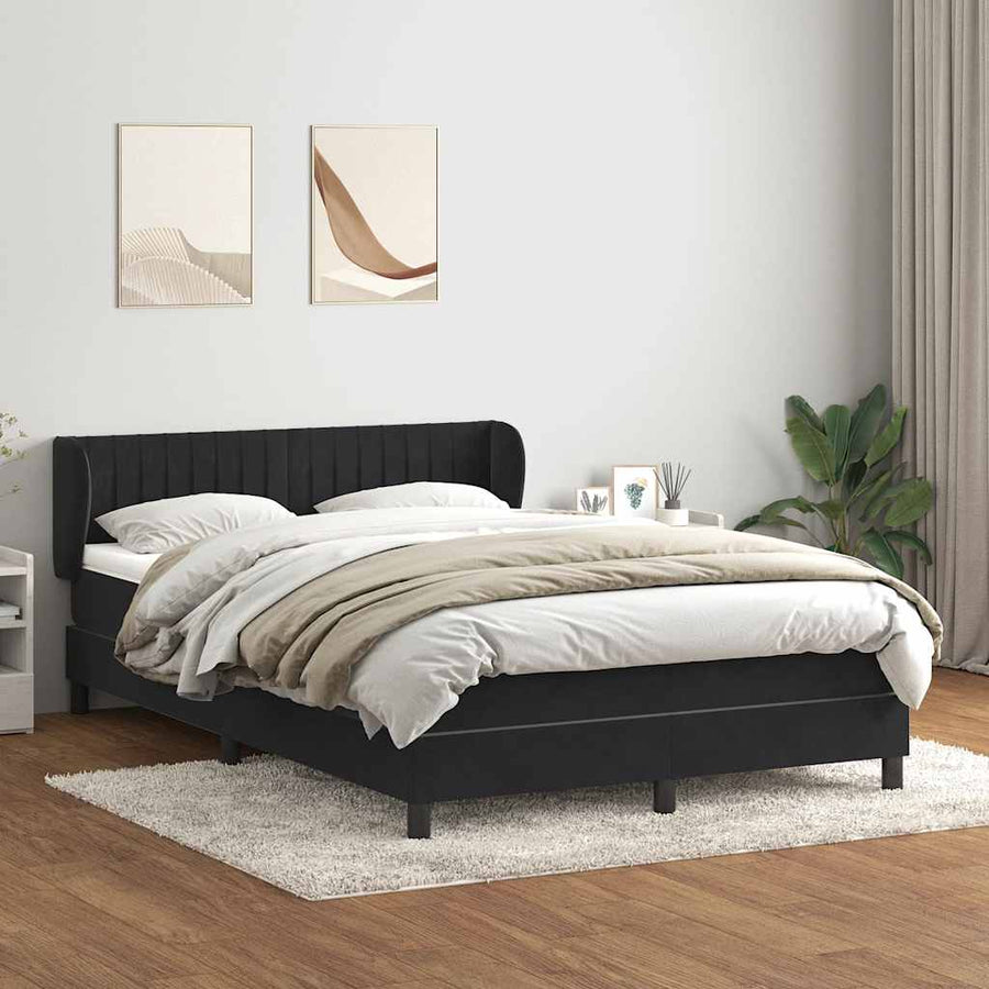 Boxspring met matras fluweel zwart 160x210 cm