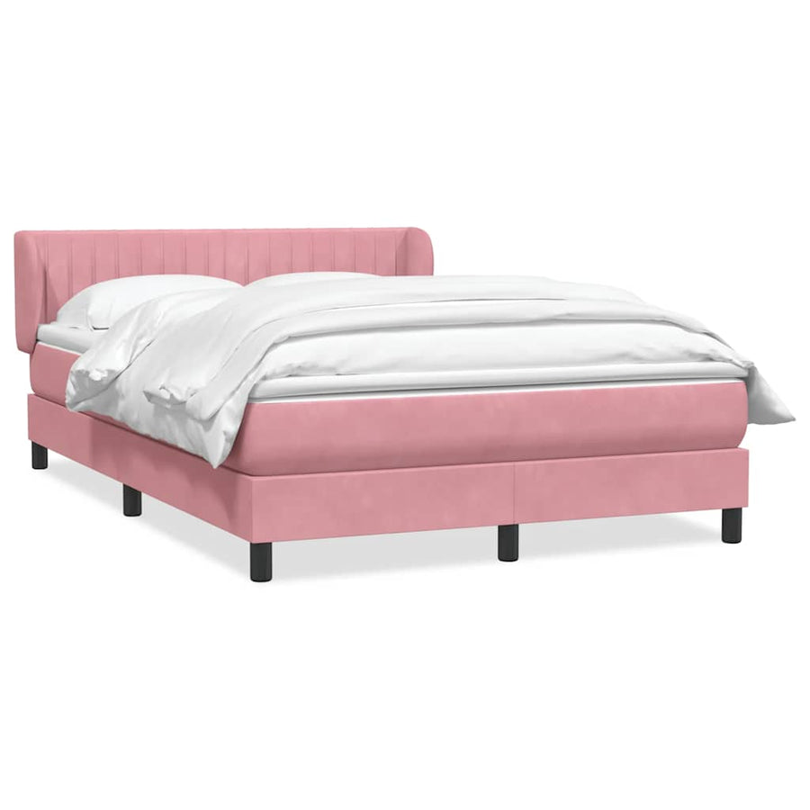 Boxspring met matras fluweel roze 160x210 cm