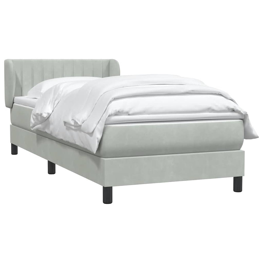 Boxspring met matras fluweel lichtgrijs 80x220 cm