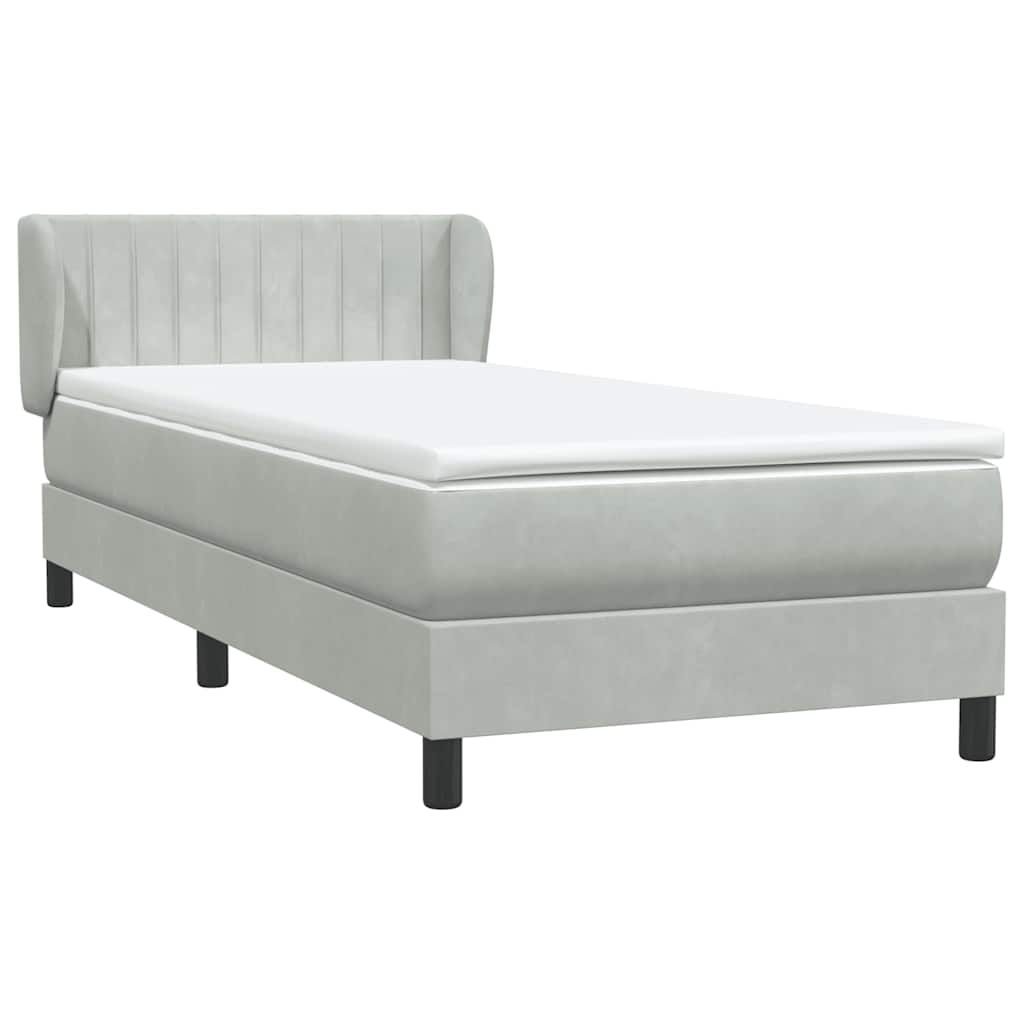 Boxspring met matras fluweel lichtgrijs 80x220 cm