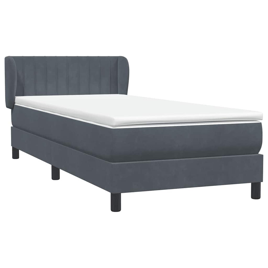 Boxspring met matras fluweel donkergrijs 80x220 cm