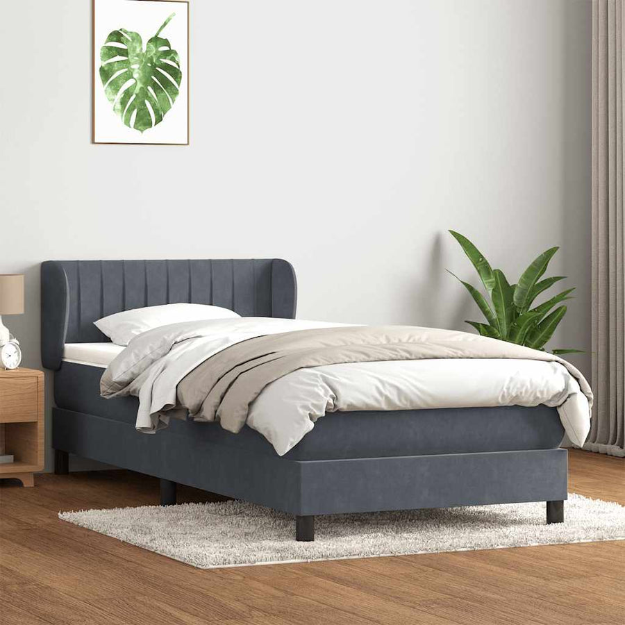 Boxspring met matras fluweel donkergrijs 80x220 cm