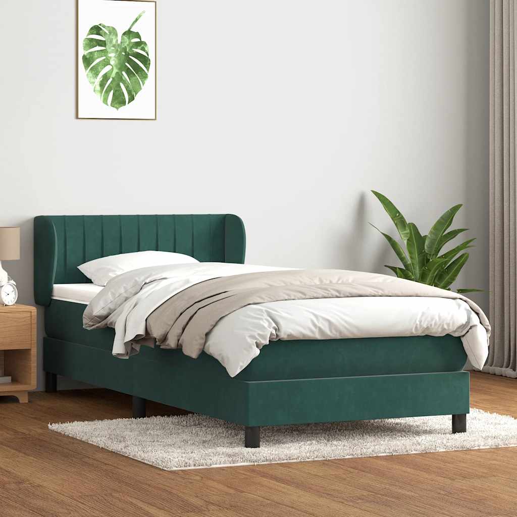 Boxspring met matras fluweel donkergroen 80x220 cm