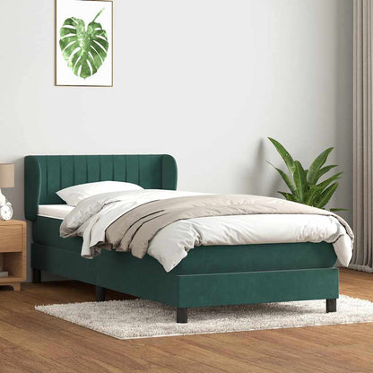 Boxspring met matras fluweel donkergroen 80x220 cm
