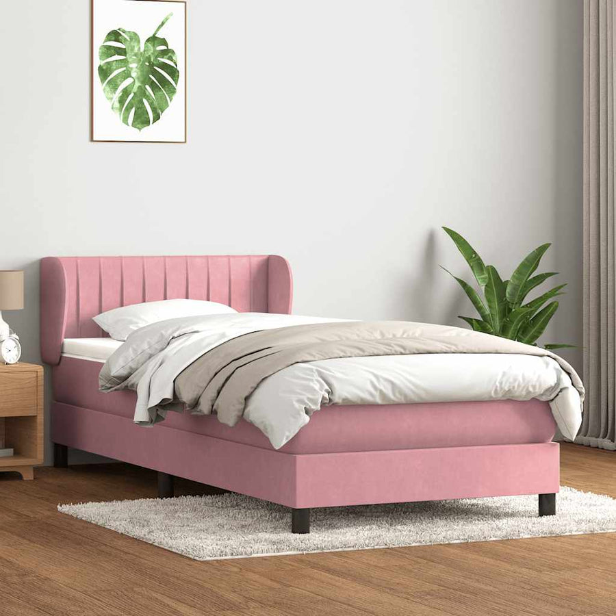 Boxspring met matras fluweel roze 80x220 cm