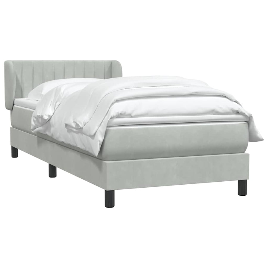 Boxspring met matras fluweel lichtgrijs 90x220 cm