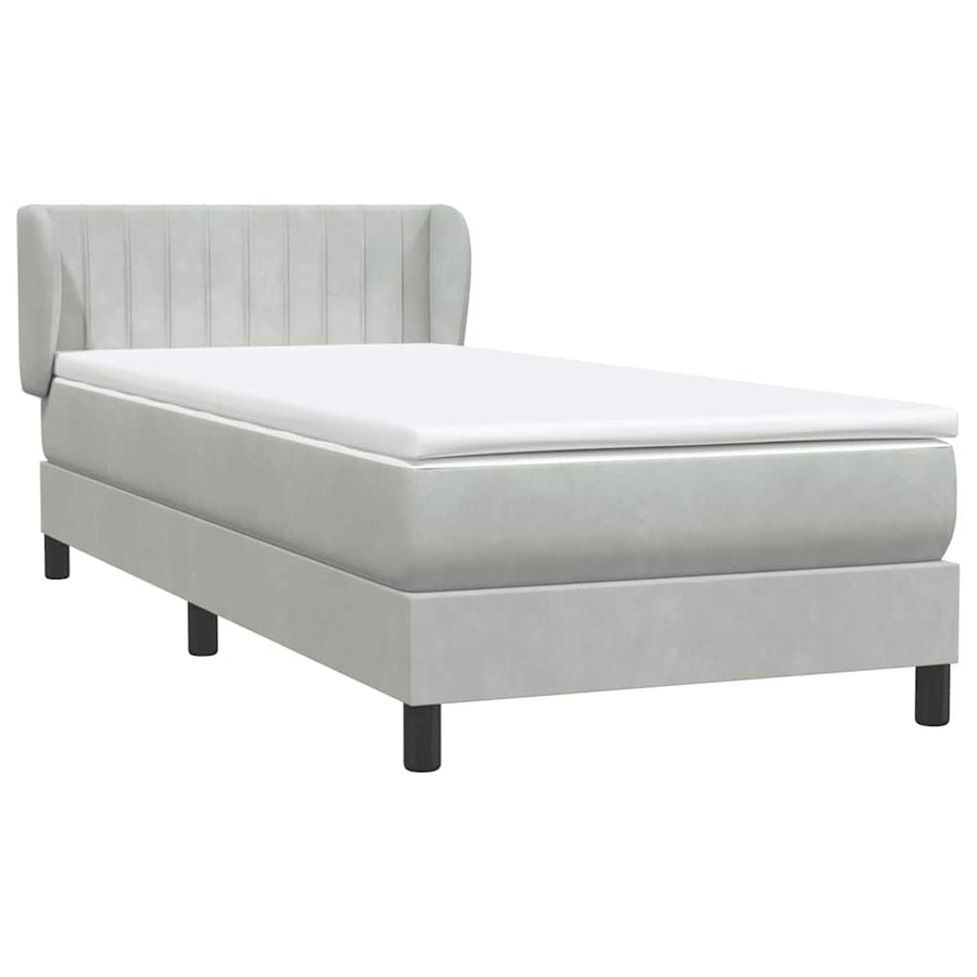 Boxspring met matras fluweel lichtgrijs 90x220 cm