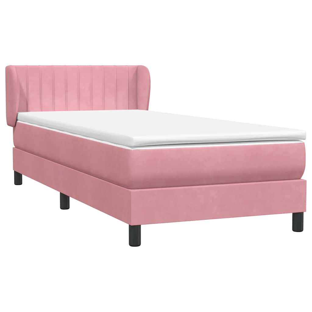 Boxspring met matras fluweel roze 90x220 cm