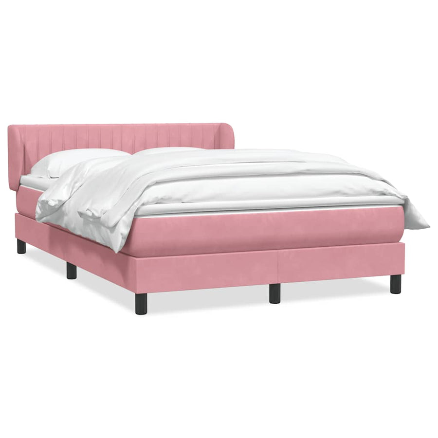 Boxspring met matras fluweel roze 140x220 cm