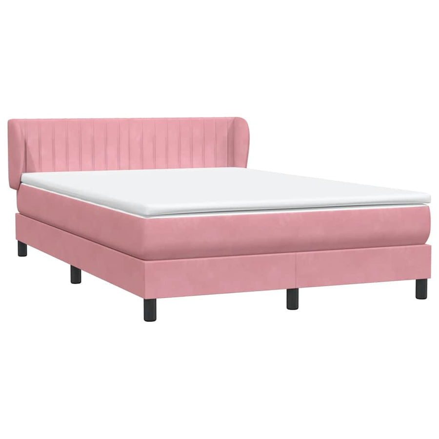 Boxspring met matras fluweel roze 140x220 cm