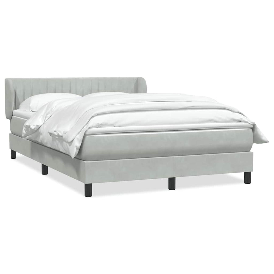 Boxspring met matras fluweel lichtgrijs 160x220 cm