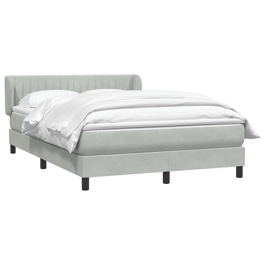 Boxspring met matras fluweel lichtgrijs 160x220 cm
