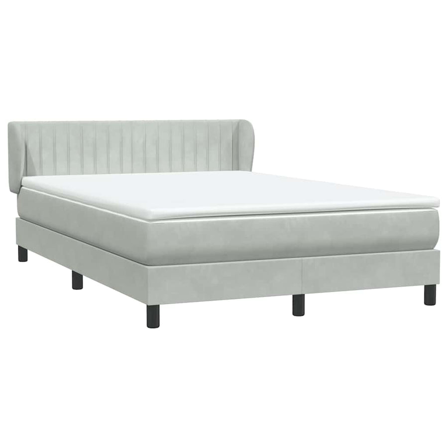 Boxspring met matras fluweel lichtgrijs 160x220 cm