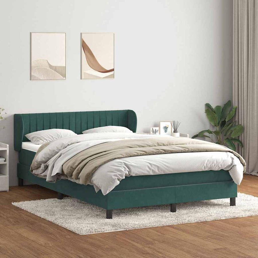 Boxspring met matras fluweel donkergroen 160x220 cm