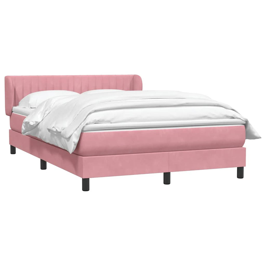 Boxspring met matras fluweel roze 160x220 cm