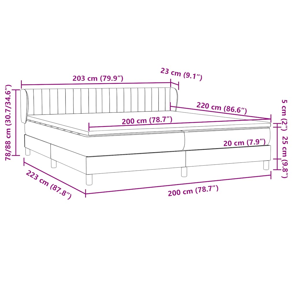 Boxspringbed Met Matrassen Fluweel 200 x 220 cm Donkergroen