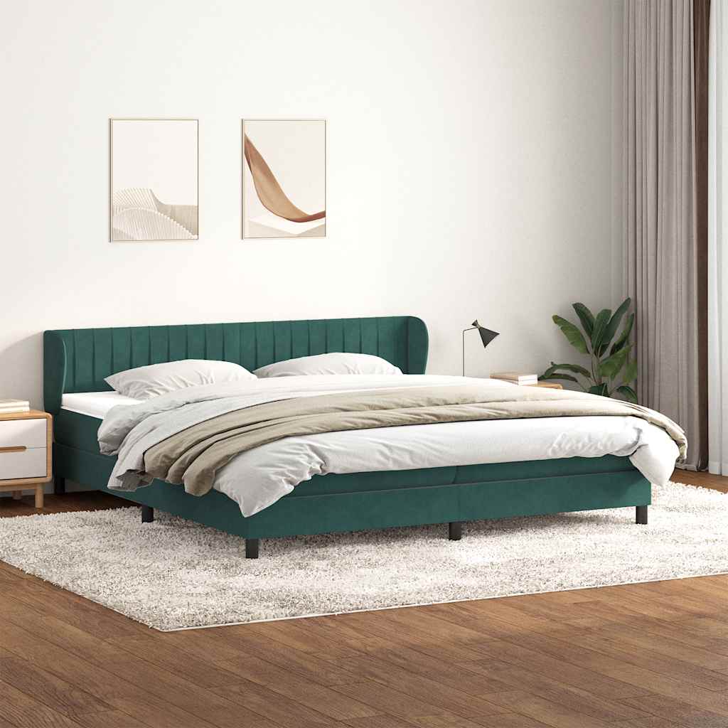 Boxspringbed Met Matrassen Fluweel 200 x 220 cm Donkergroen