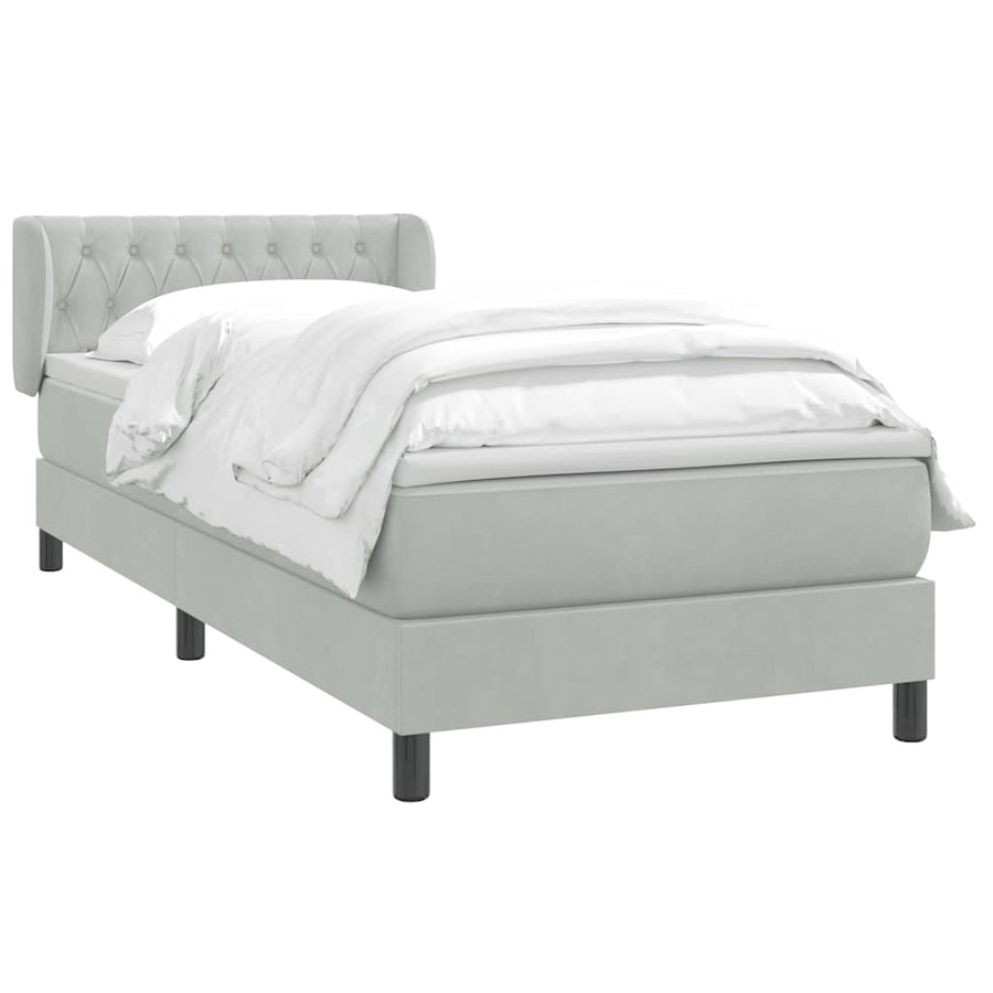 Boxspring met matras fluweel lichtgrijs 80x210 cm